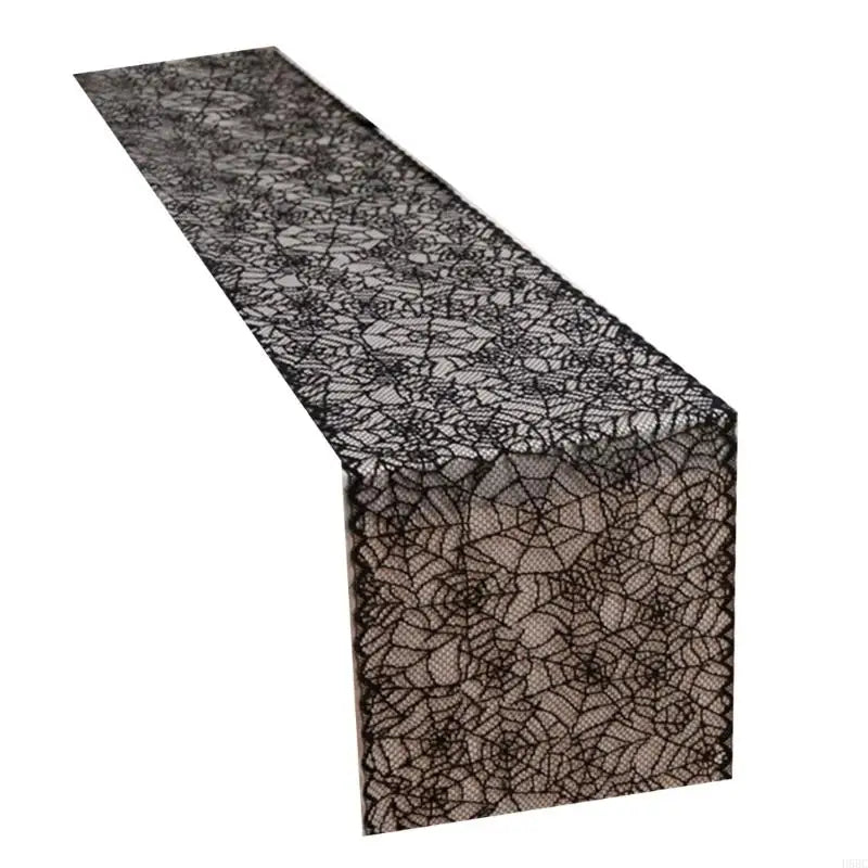 Elegant Black Lace Halloweens Tablecloth Polyester Fabric Party Zpaxo for Spider web 1 China Mainland