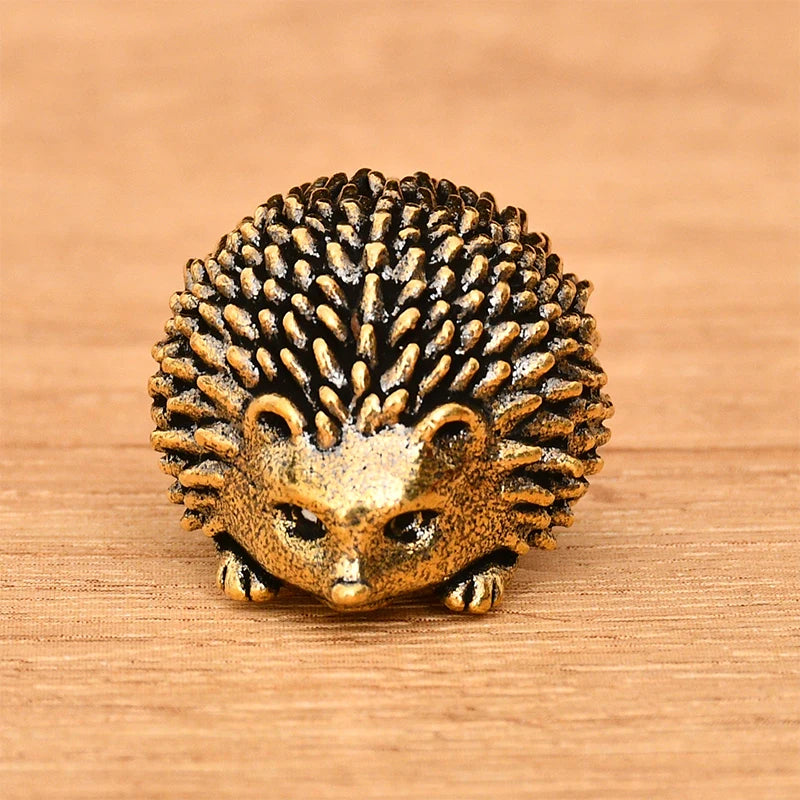Retro Brass Ornament Small Hedgehog Figurines Copper Tea Pet Home Zpaxo