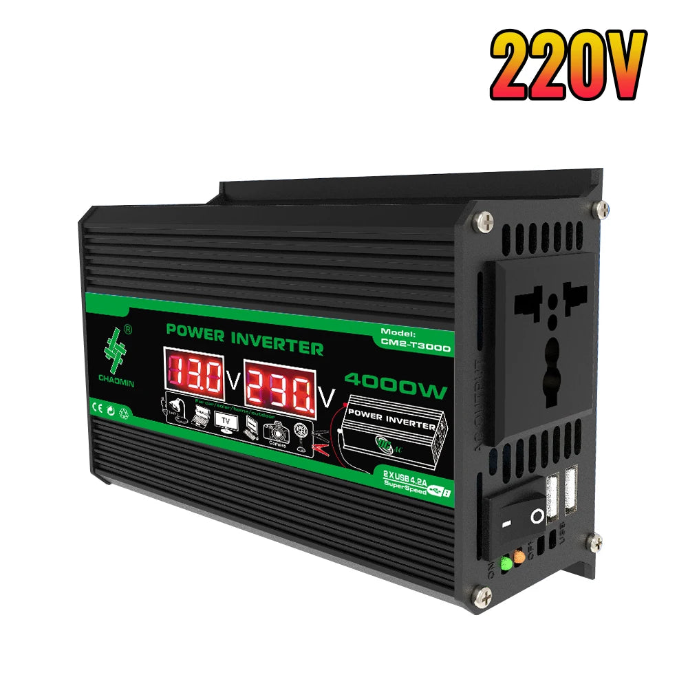 4000W DC 12V AC 110V 220V Dual USB LCD Display Solar Inverters