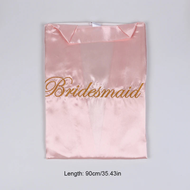 Bride Bridesmaid Robe for Wedding Party Getting Ready Embroidered Letter Sexy Women Bathrobe Bathroom Decoration Zpaxo Pink L