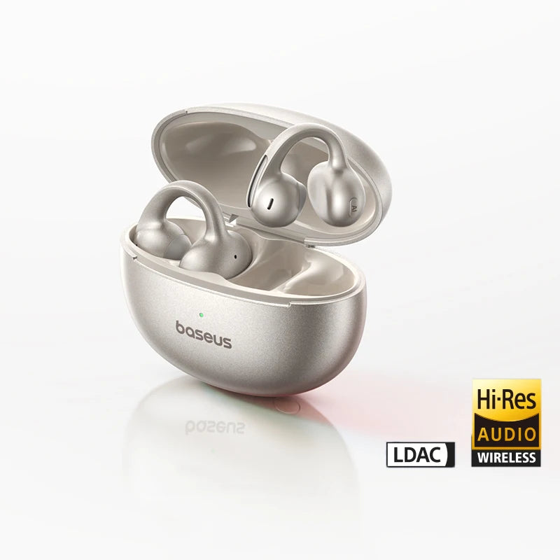 Baseus MC1 Ear Clip Wireless Earphones Bluetooth 6 0 Hi-res Ultra Zpaxo Natural Titanium