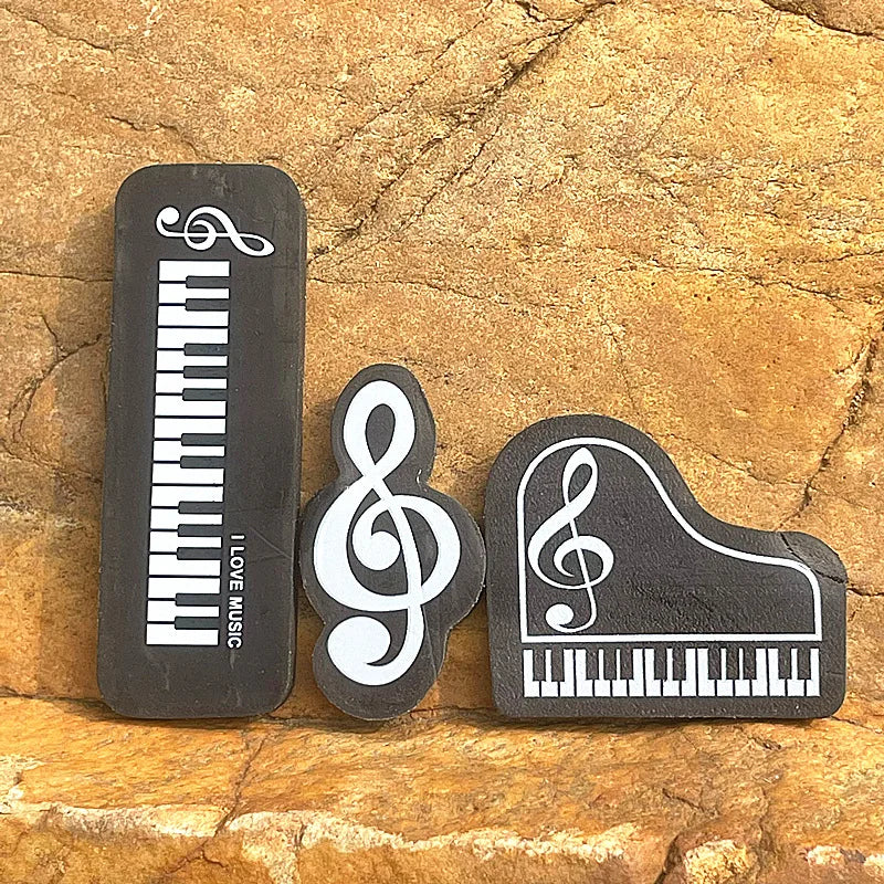Piano Note Shape Erasers 3-Pack | Treble Clef Music Gift Novelty Eraser Set Zpaxo