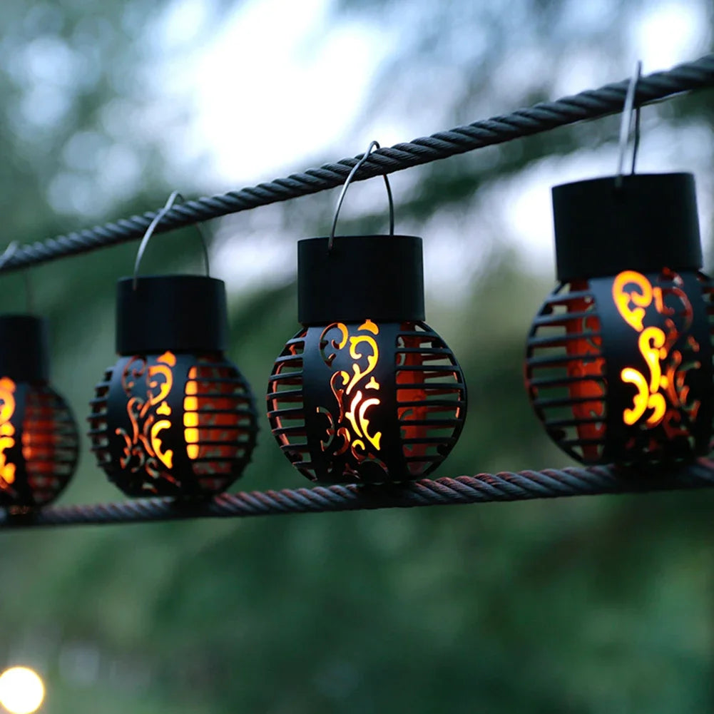 1- LED Solar Decorative Light Waterproof Hollow Ball Outdoor Flame Zpaxo