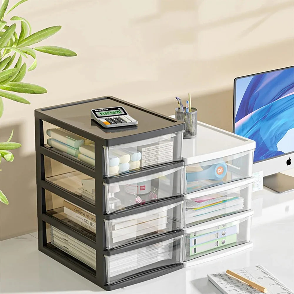 4 Layer Transparent Desktop Storage Box Suitable Organizing Office