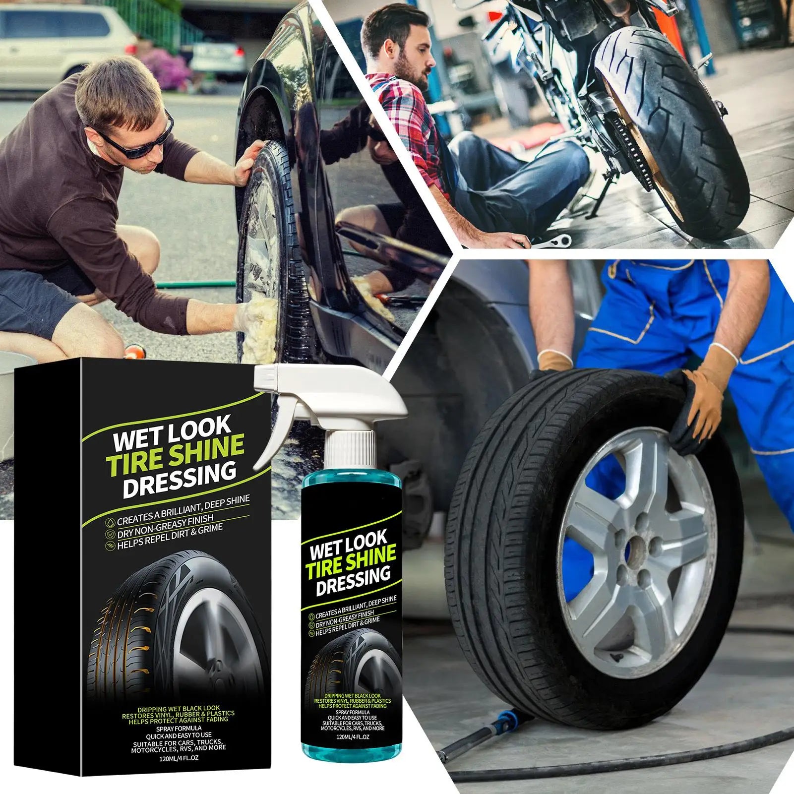 Tire Shine Spray Long Lasting Coating Dressing Rubber Restorer