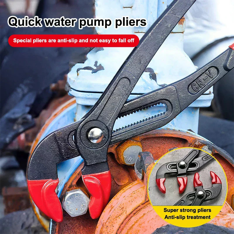 1Pcs Large Opening Water Pump Pliers 7/10/12inch Quick Adjustable Multifunctional Pump Pliers Quick-Release Plumbing Pipe Wrench Zpaxo
