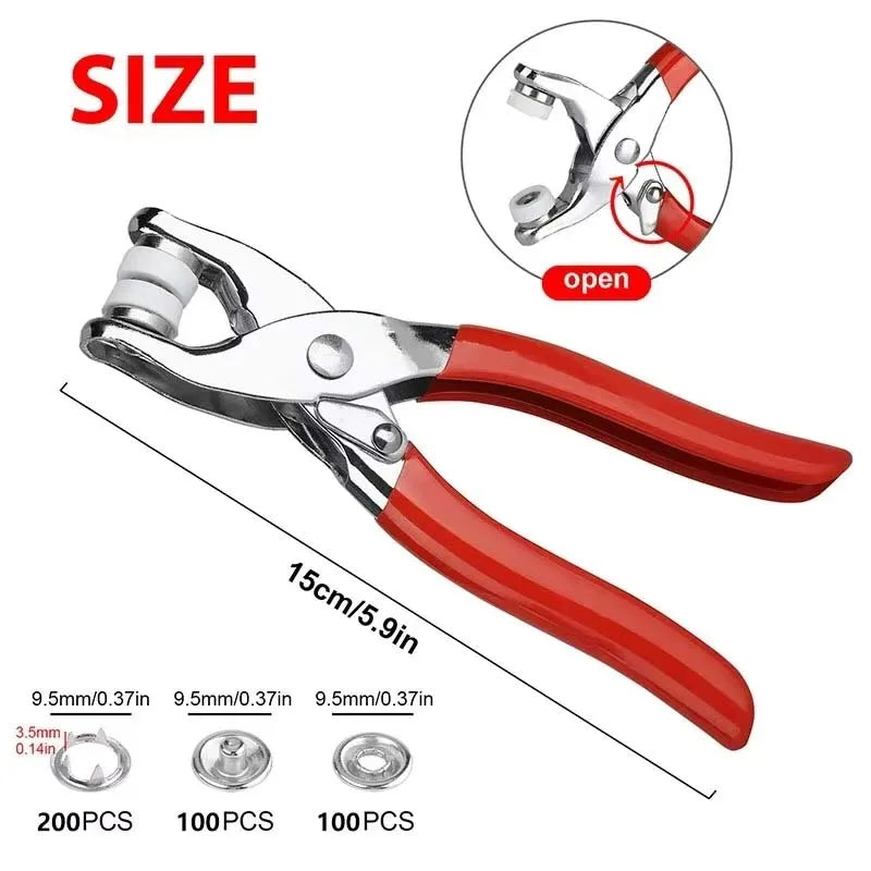 400pcs Prong Rings 9.5mm Buckle Buttons Metal Tool Kit Perfect for DIY Crafts Clothes Hats and Sewing Zpaxo Plier and 400 Rings