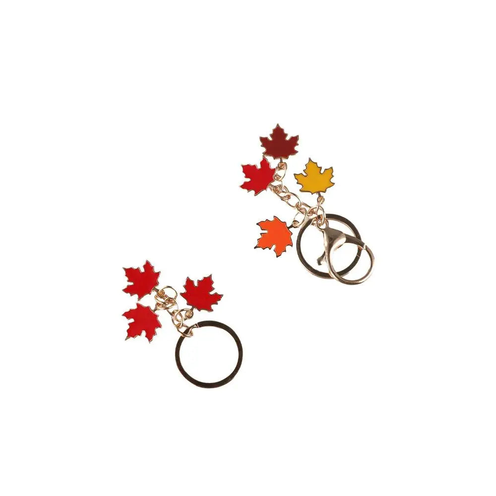 Maple Leaf Maple Leaf Keychain Creative Charms Enamel Plant Key Rings with Pearl Lanyard Pendants Leaf Metal Keyring Handbag Zpaxo