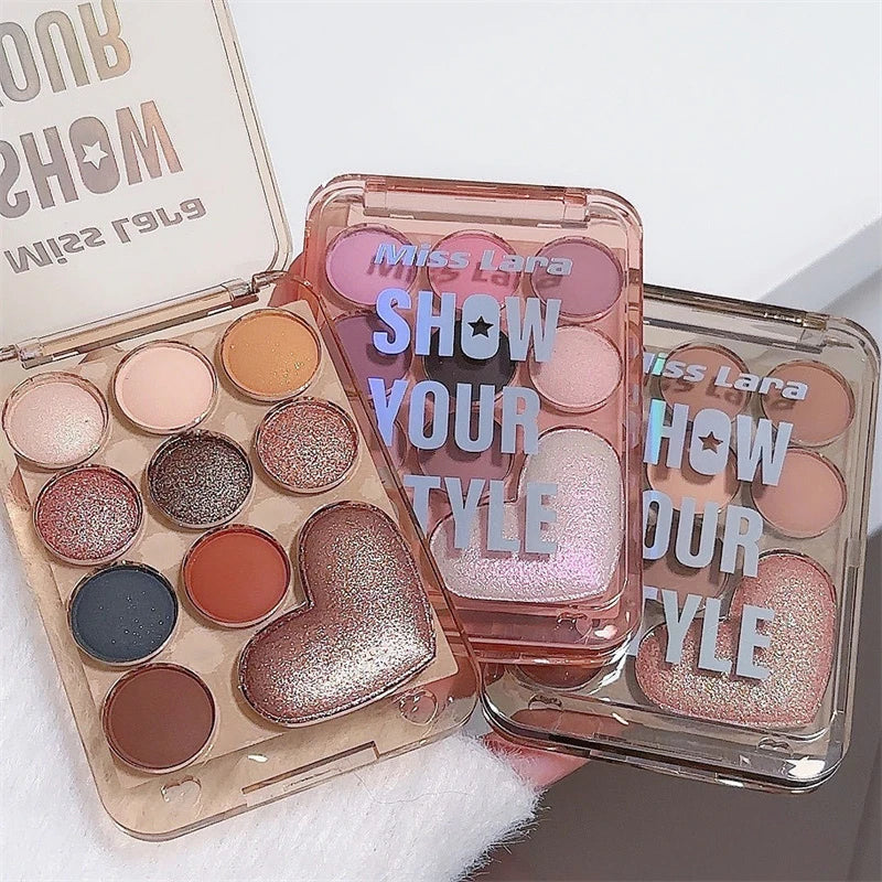 10 Color Love Eyeshadow Palette Velvet Matte and Shimmer Effect Pink Brown Eye Shadow Plate Create A Multi-Functional Makeup Zpaxo