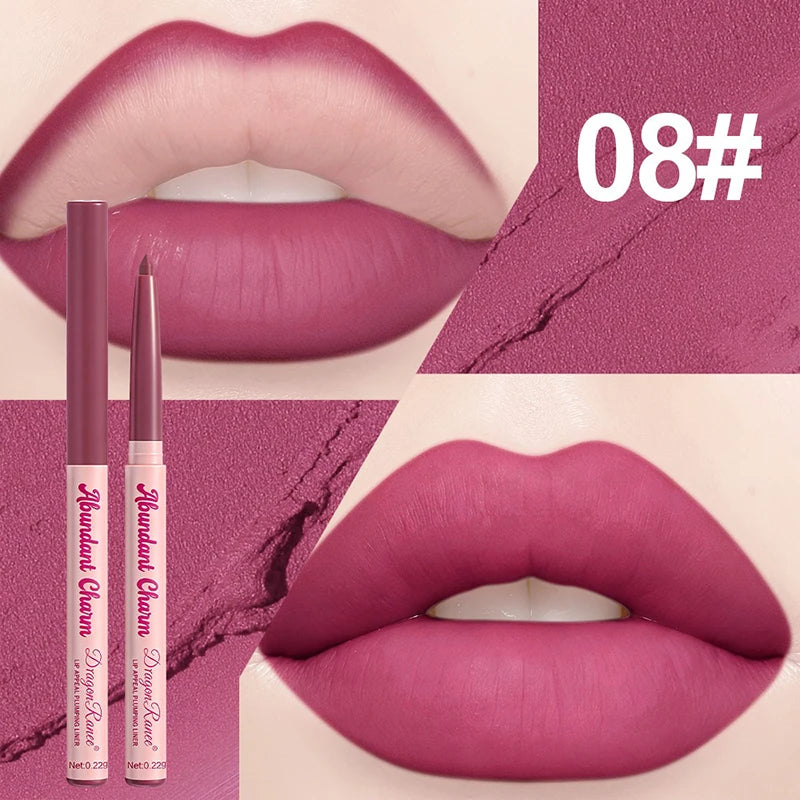 Matte Lip Liner Pen Long-Lasting Waterproof Sweatproof Easy Coloring Lipstick Pencil Lip Contour Outline Makeup Lipliner Crayon Zpaxo 08