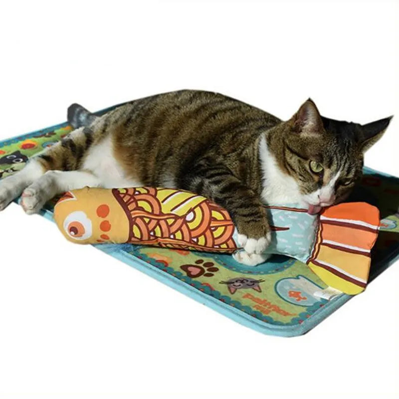 Cat Toy Plush Pillow Crinkle Sound Catnip Fish Interactive Teaser
