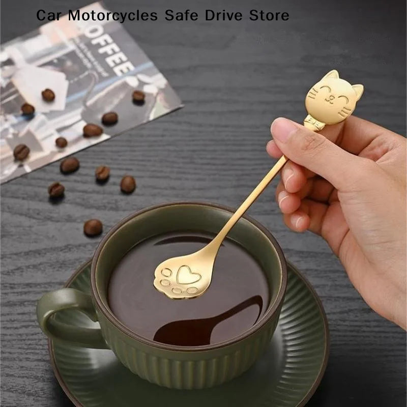 Cute Cat Paw Teaspoon 304 Stainless Steel Coffee Spoon Ice Cream