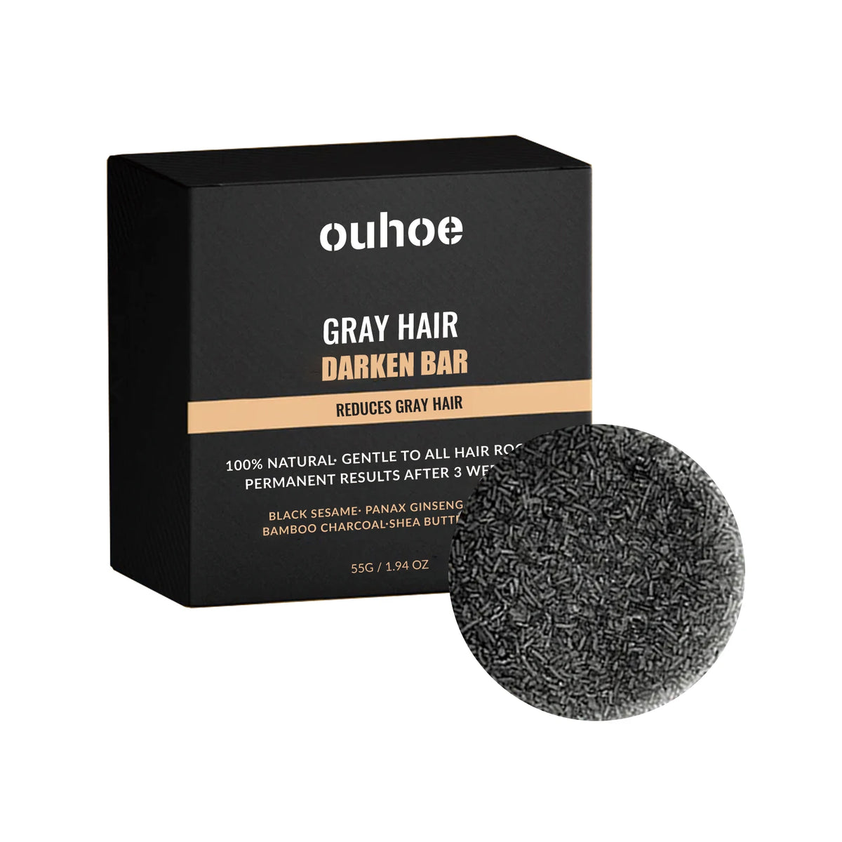 Ouhoe Black Hair Soap Natural Darkening Bar Hair Growth Stimulating Shampoo Bar For Gray Restoration Nourishing Scalp Care 55g Zpaxo 1PC