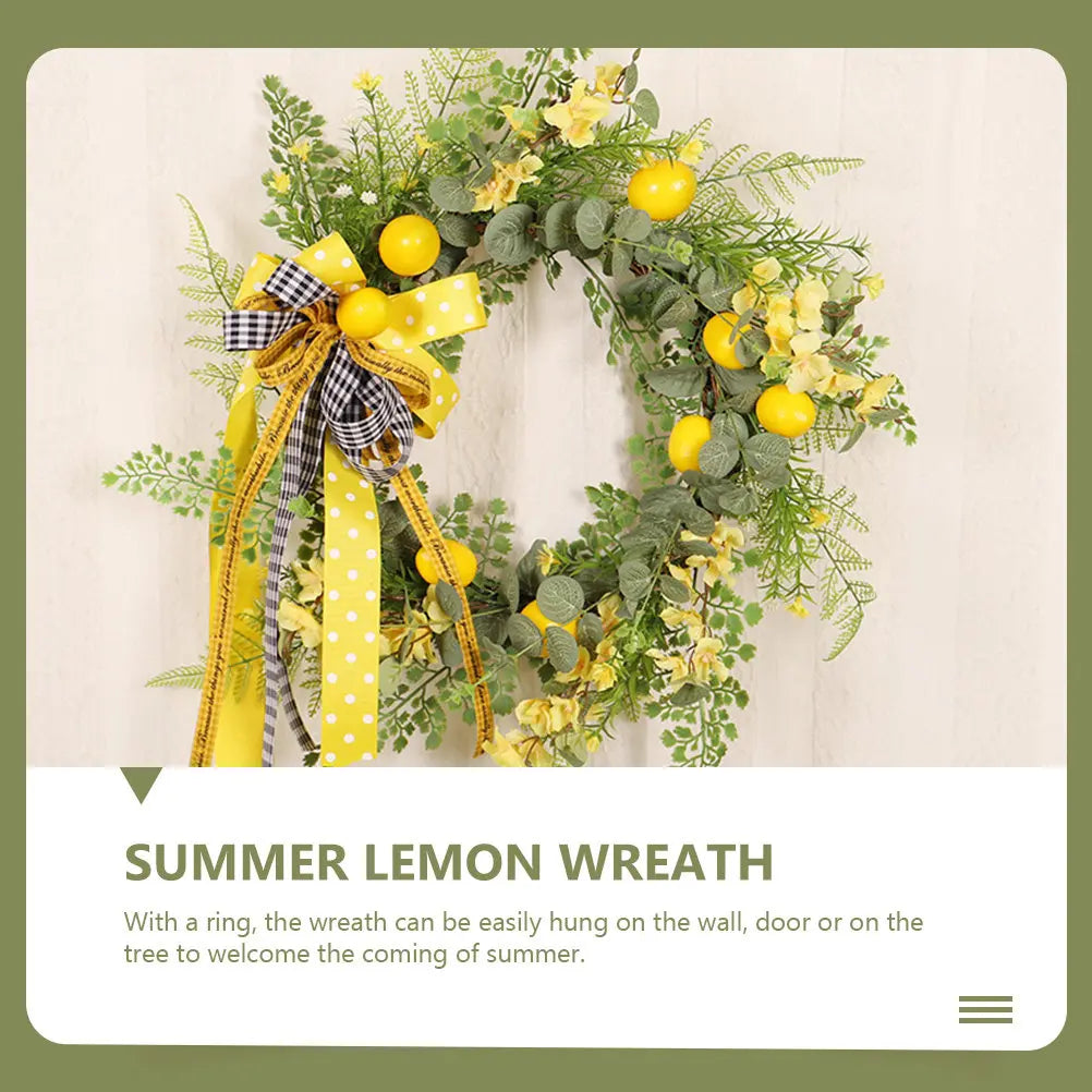Artificial Lemon Flower Summer Wreath Hanging Front Door Simulation