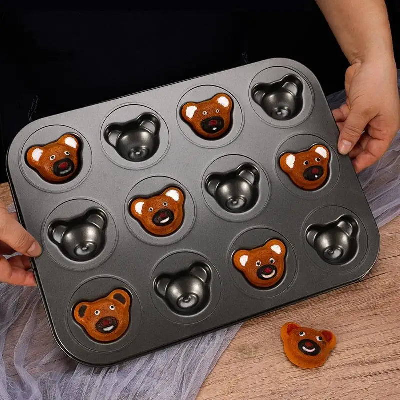 4 6 9 12 Even Bear Mold Baking Pan Non-stick DIY Cute Candy Cake Tool