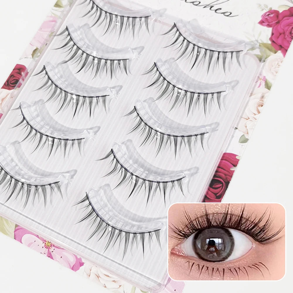 5 Pairs Natural False Eyelashes - Soft Comfortable Wispy Lashes, Daily/Party Lightweight Fake Eyelashes Zpaxo