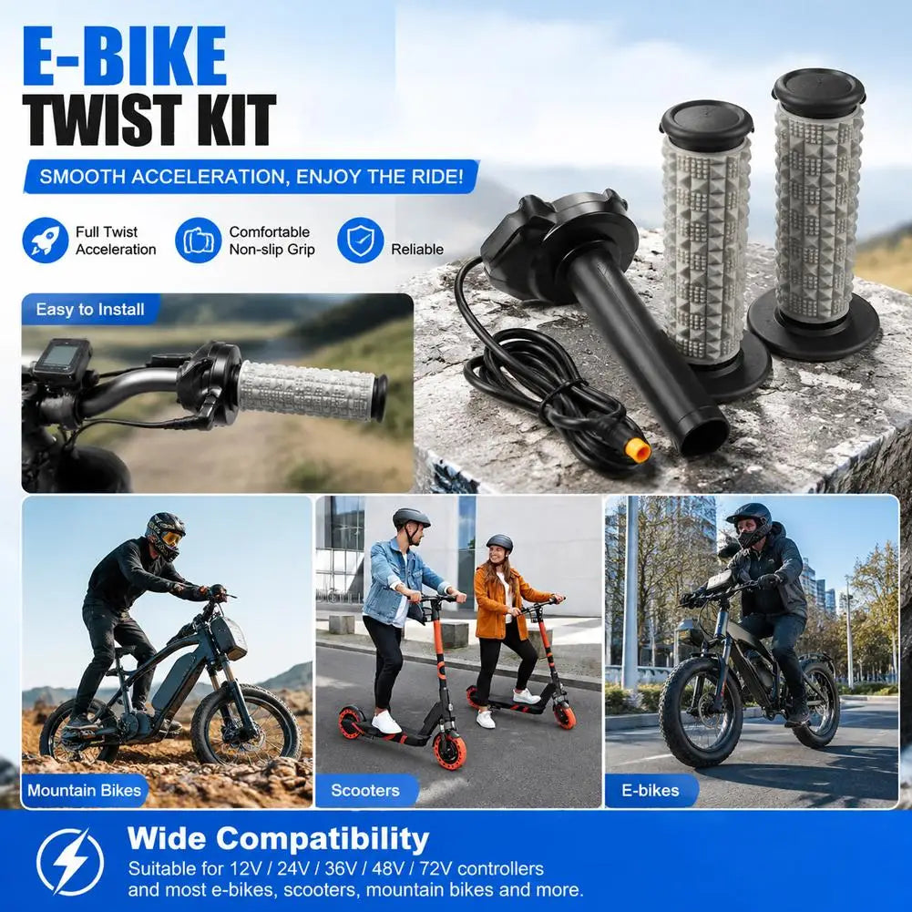 3-Pin Full Twist Throttle Grip Kit for E-Bike & Scooter 22mm E-Bike Throttle Kit Zpaxo