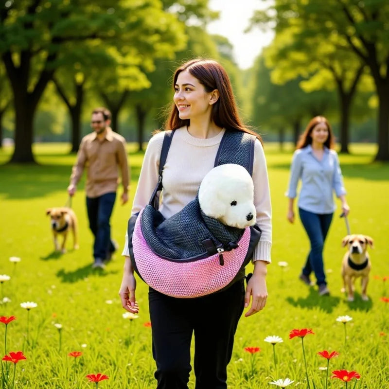 Dog bag pet shoulder bag cat and dog outdoor portable crossbody bag small dog outdoor bag breathable mesh pet backpack Zpaxo