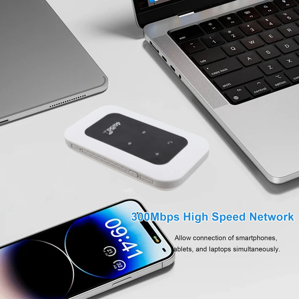 4G WiFi Hotspot 300Mbps Plug and Play Support 10 Devices Portable Travel Mobile Hotspot w/ SIM Card Slot for Campervan Motorhome Zpaxo