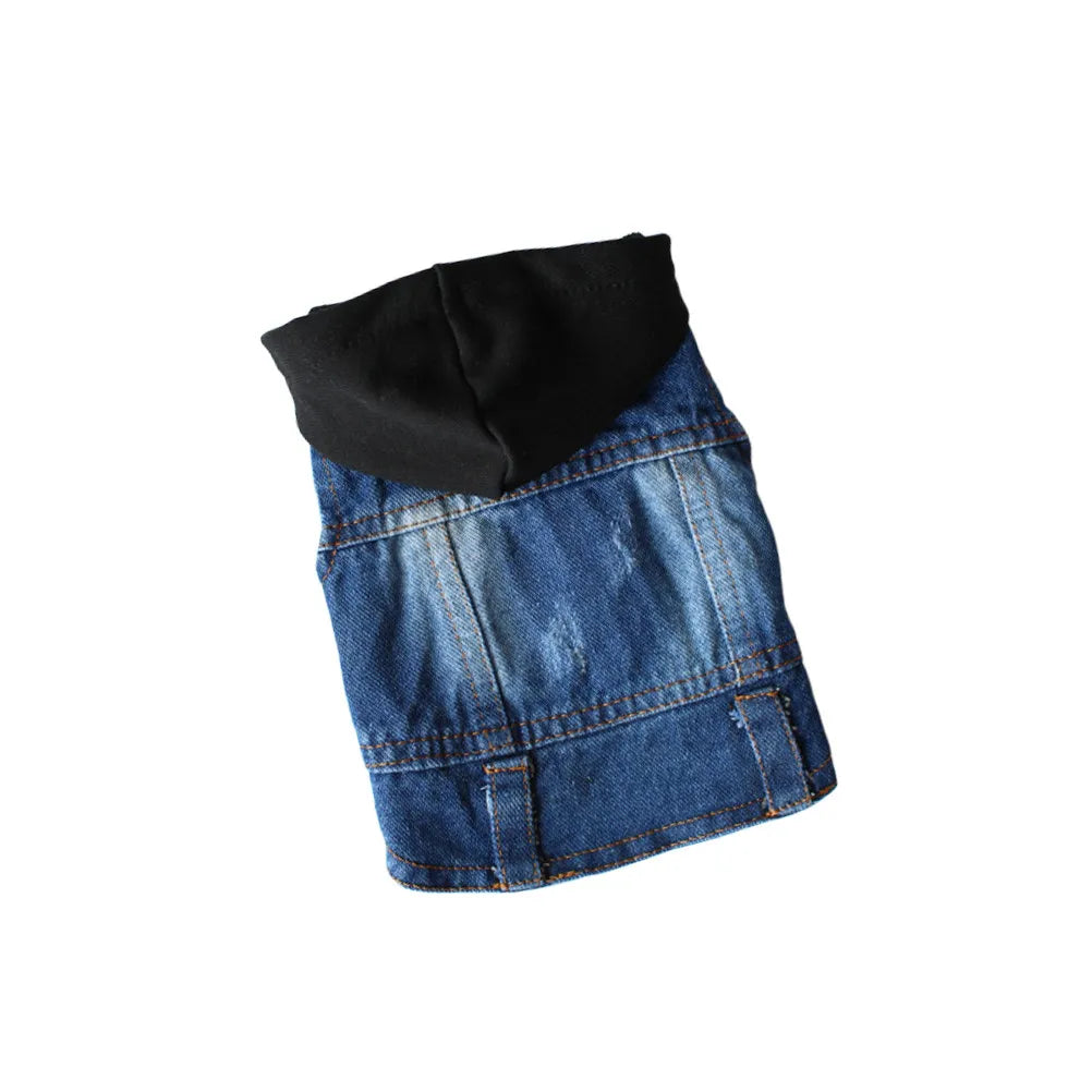 Pet Cowboy Vest Multicolor Denim Jacket Four Season Dog Apparel White