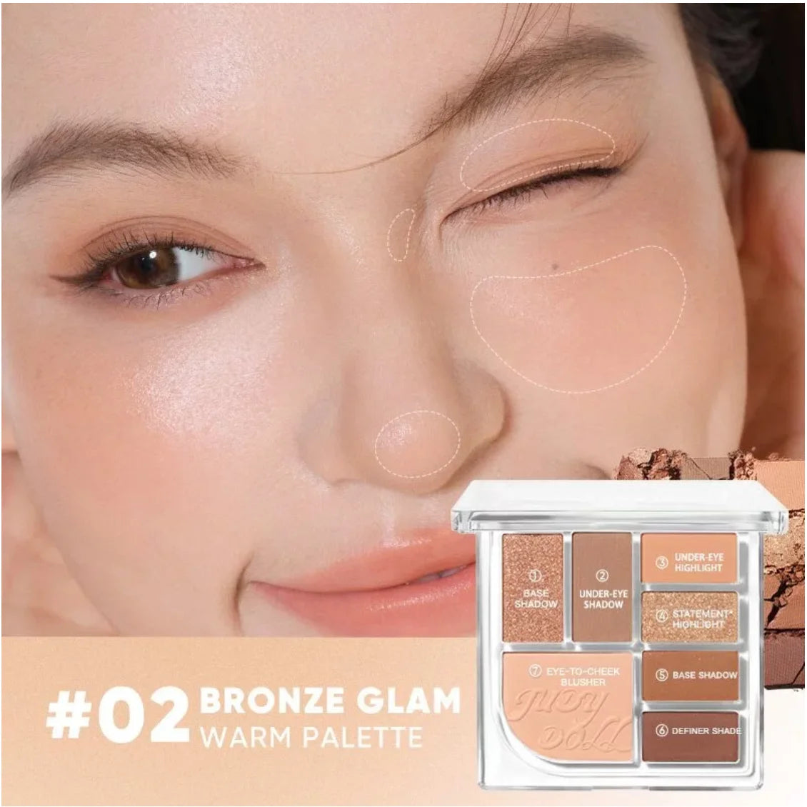 Judydoll 7-Color Palette Eyeshadow Highlight Powder Eye Long Lasting Zpaxo 02