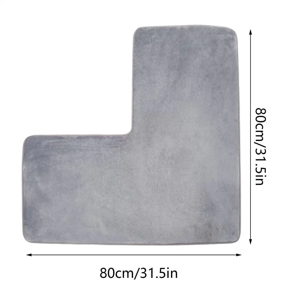 Non Slip L Shaped Bath Mat Soft Absorbent Quick Dry Rug Bathroom