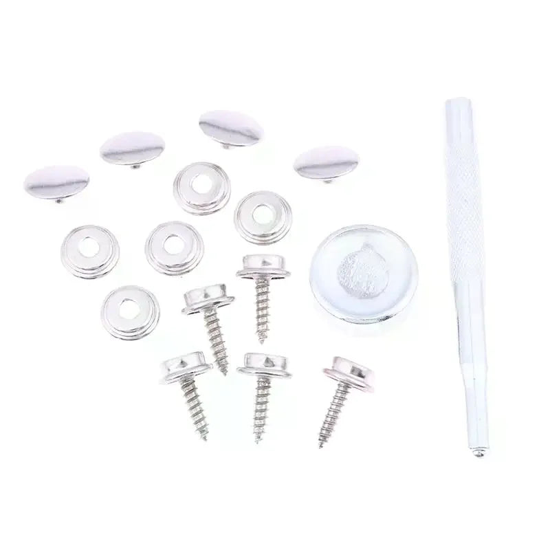 Silver Metal Snap Fastener Screws Nails Set For Tent Boat Yacht Marine Canvas Cover Craft Bags Wallet Fasteners Parts Zpaxo