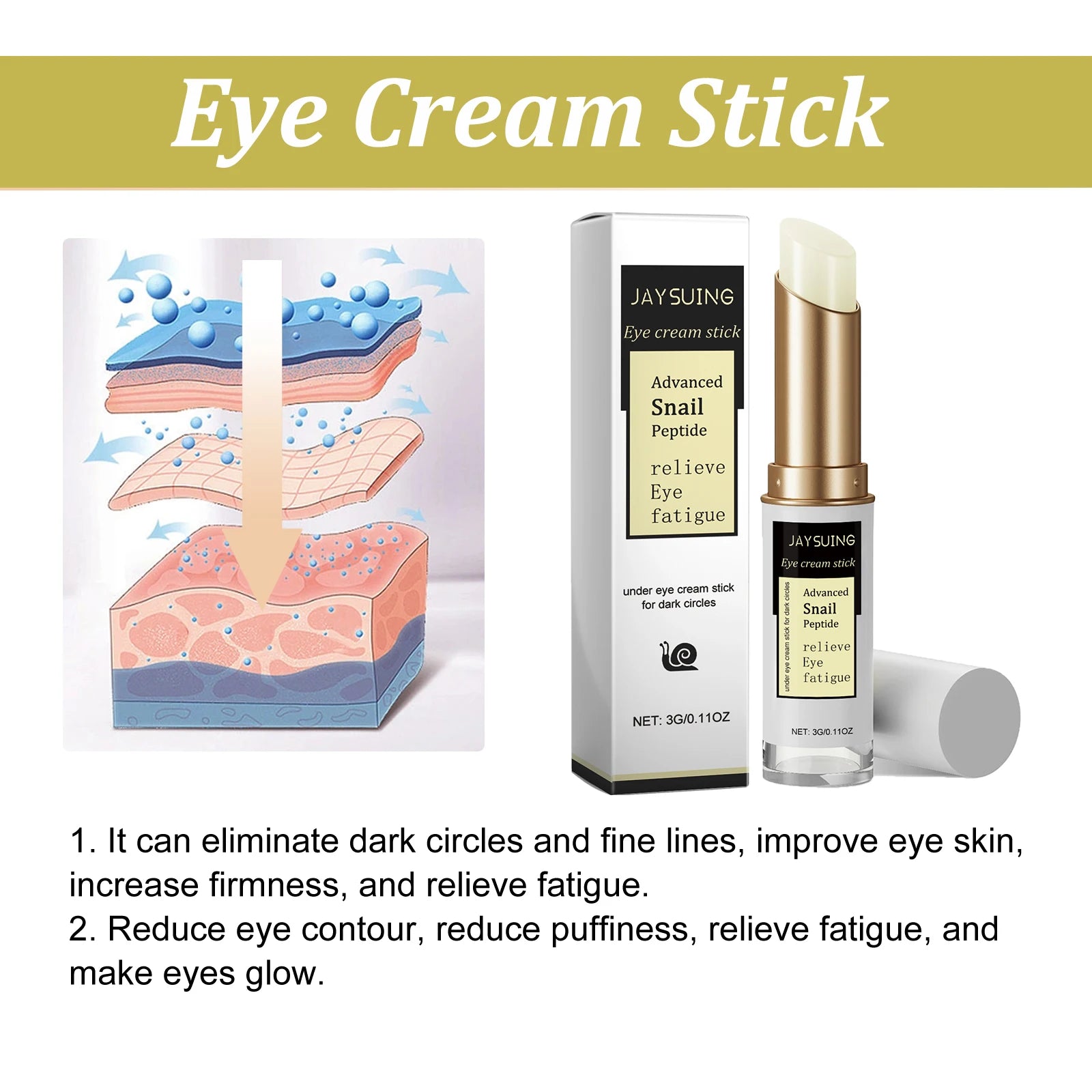 Snail Eye Cream Stick – Dark Circles, Puffiness & Wrinkles Eye Cream Stick Zpaxo