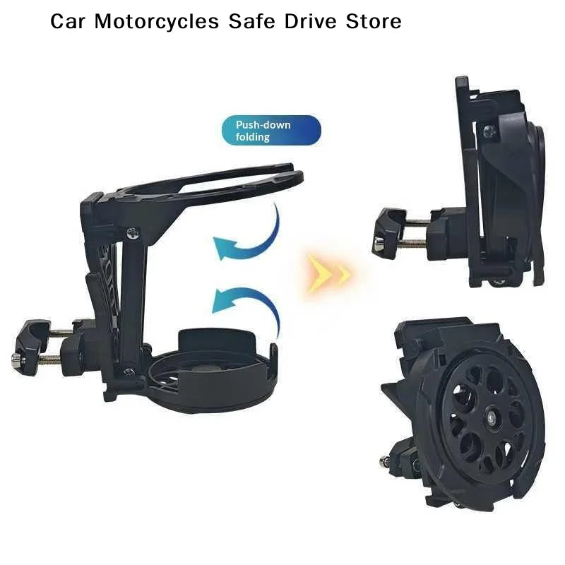 CM1Pcs Motorcycle Cup Holder Foldable Motorbike Handlebar Support