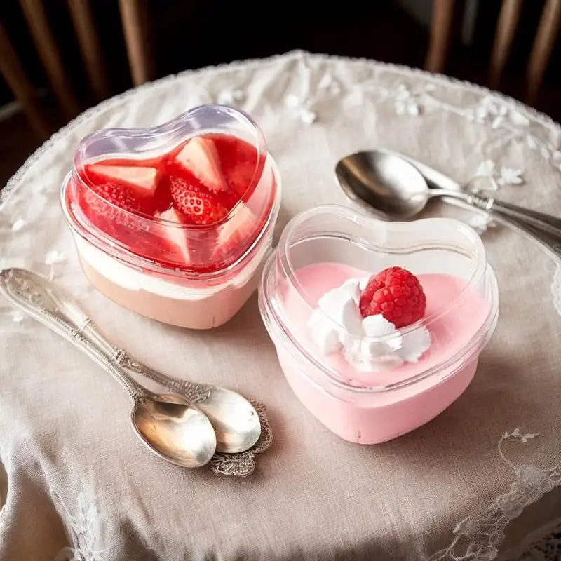 10 20 Disposable Transparent Plastic Mousse Cup Mini Heart Shaped Zpaxo