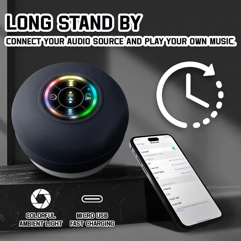 IPX4 Bathroom Waterproof Wireless LED Bluetooth Loudspeaker Large Suction Cup Mini Portable Speaker Outdoor Sport Stereo Speaker Zpaxo