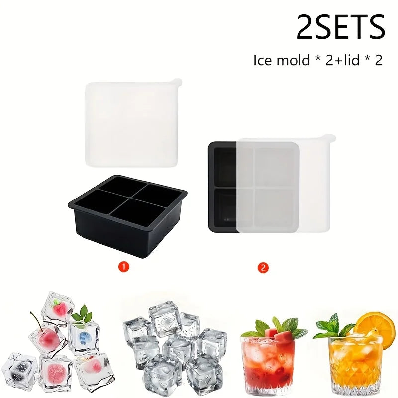 2-Pack Silicone Ice Cube Trays with Lids, Dishwasher Safe Food-Grade Collapsible Molds for Clear Whiskey Ice, Father's Day Gift Zpaxo