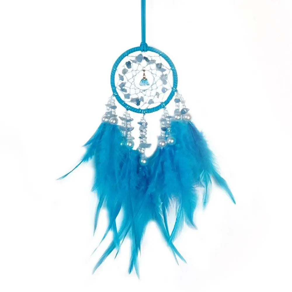 Hand Knitting Dream Catching Wind Chimes Decoration Car Pendant Tassel Catching Pendant Delicate Feathers and Iron Ring Zpaxo