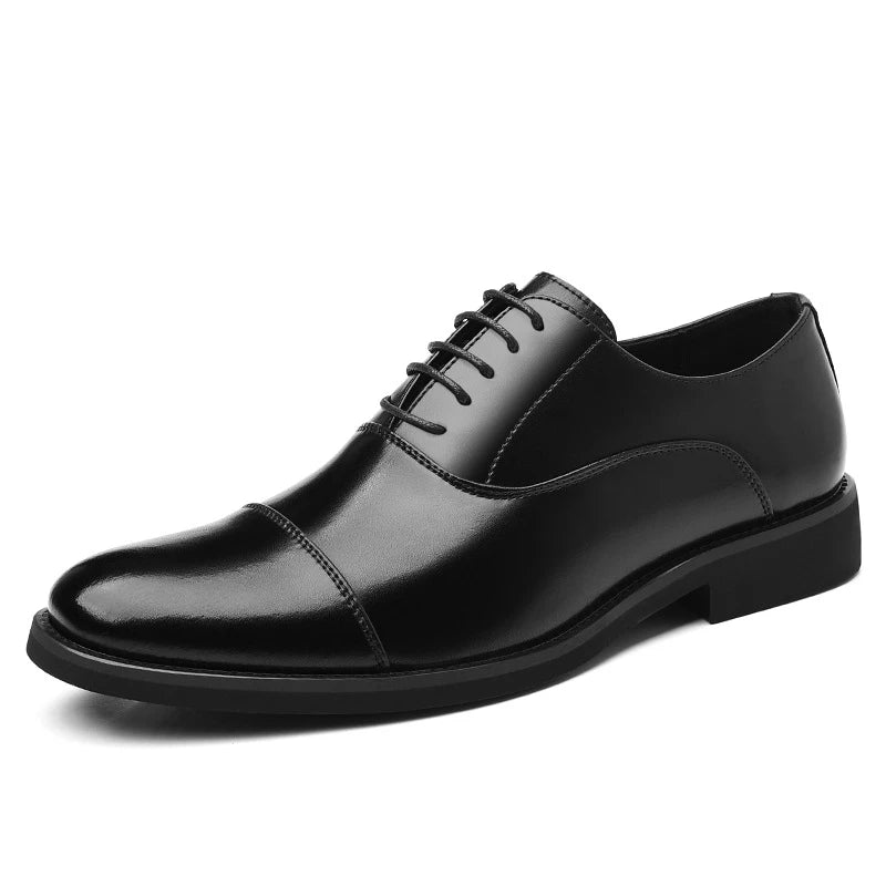 Mens Brown Gradient Leather Cap Toe Oxford Dress Shoes Lace Up Formal Zpaxo