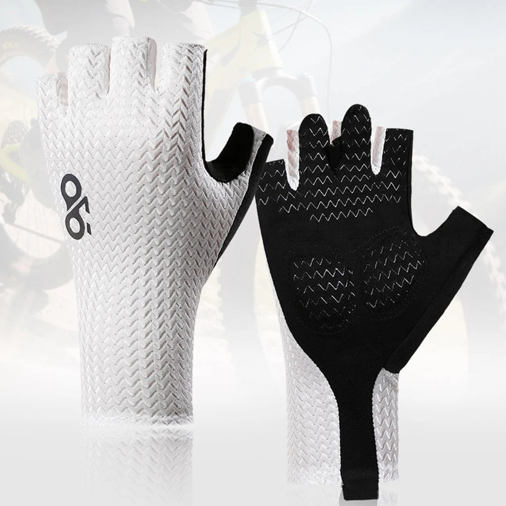 Cycling Gloves W Shockproof Foam Silicone Pad Half Finger Short