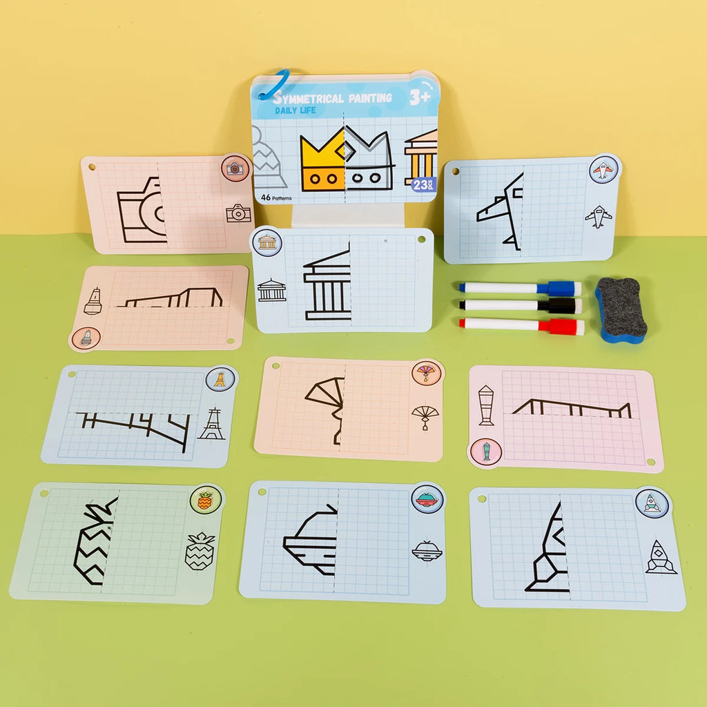 Dry Erase Graffiti Cards, Cartoon Painting Puzzle Educational Toys，Student Teaching Auxiliary Pen Control Exercise Book Zpaxo