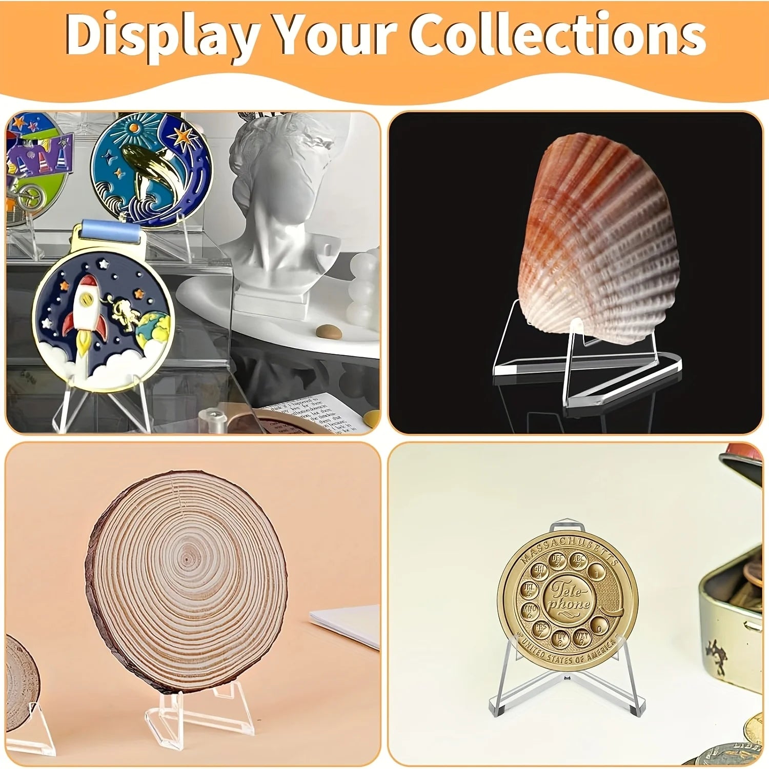 Acrylic Coin & Trading Card Display Stands – 10/30 Pack