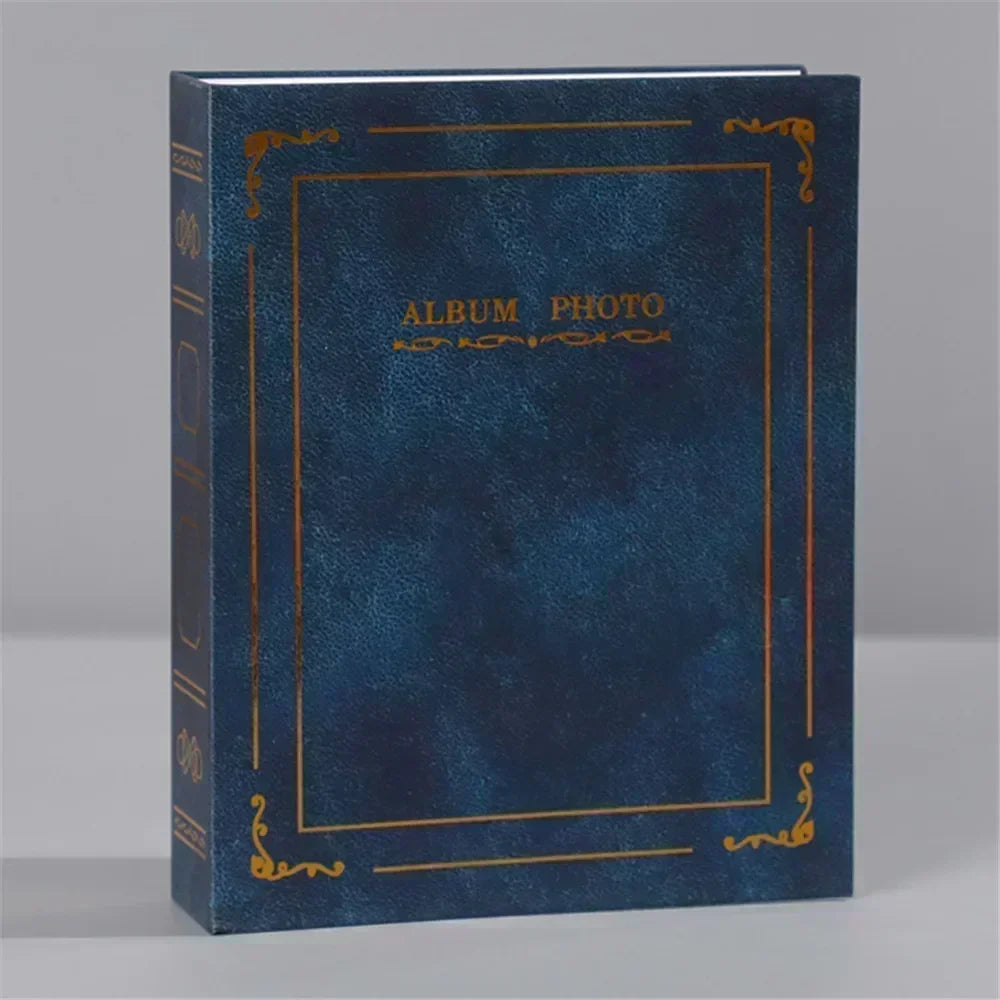 New 6 Inches 100 Photos 10x15 Cm Foil Stamped Cover Insert Anniversary Classic Vintage Photo Album Home Collection Decoration Zpaxo Blue