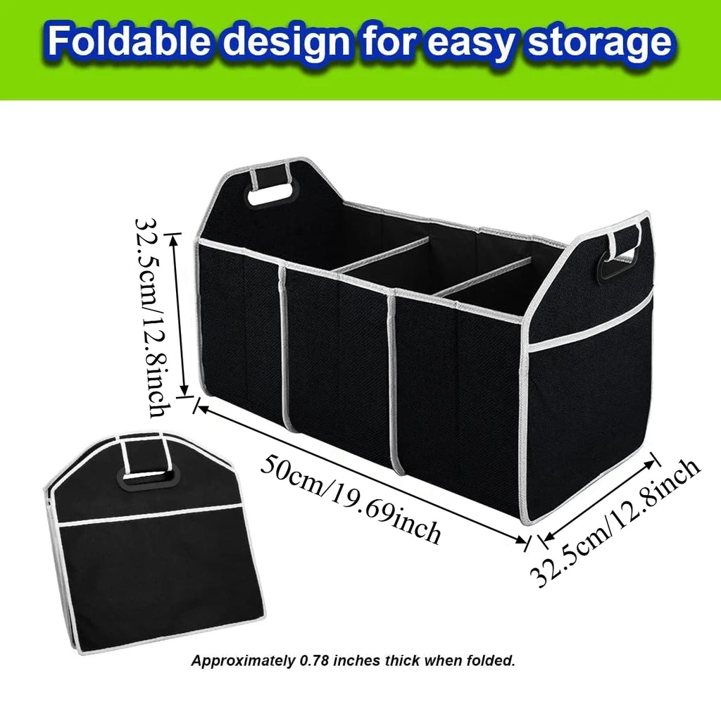 Foldable 3-Compartment Car Trunk Organizer | Cargo Storage Bag