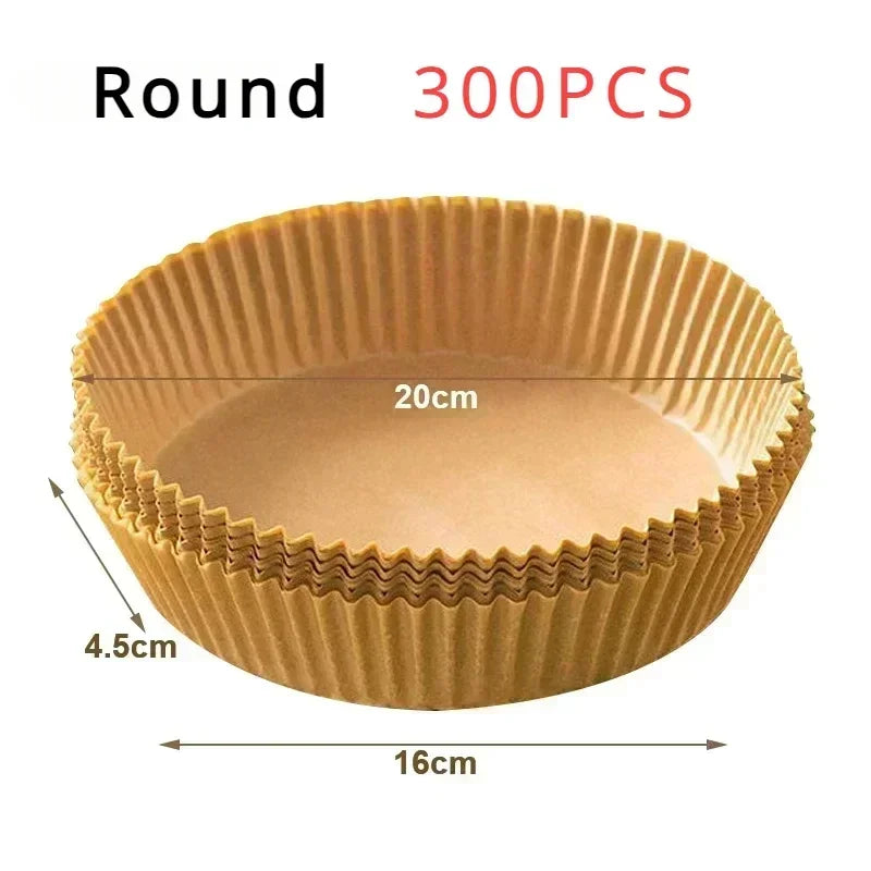 50pcs/set Air Fryer Disposable Paper Parchment Wood Pulp Steamer Cheesecake Air Fryer Accessories Baking Paper For Air Fryer Zpaxo Round-300pcs