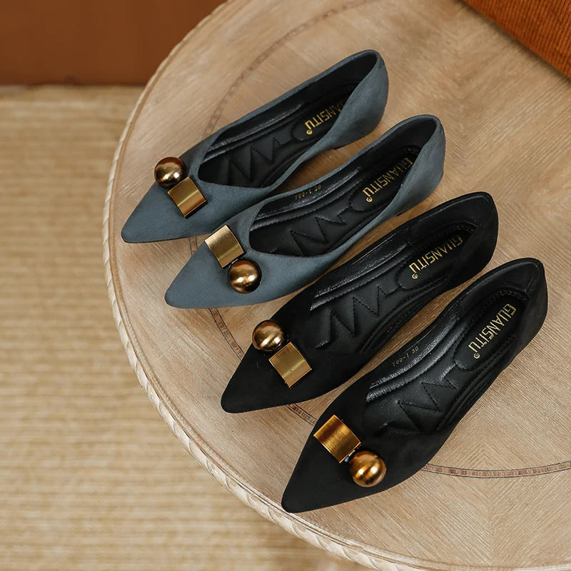 Flat Shoes Women 2023 New Pointed Toe Casual Shoes Shallow Loafers Work Shoes Black Professional Women Shoes Large Size 44 45 46 Zpaxo