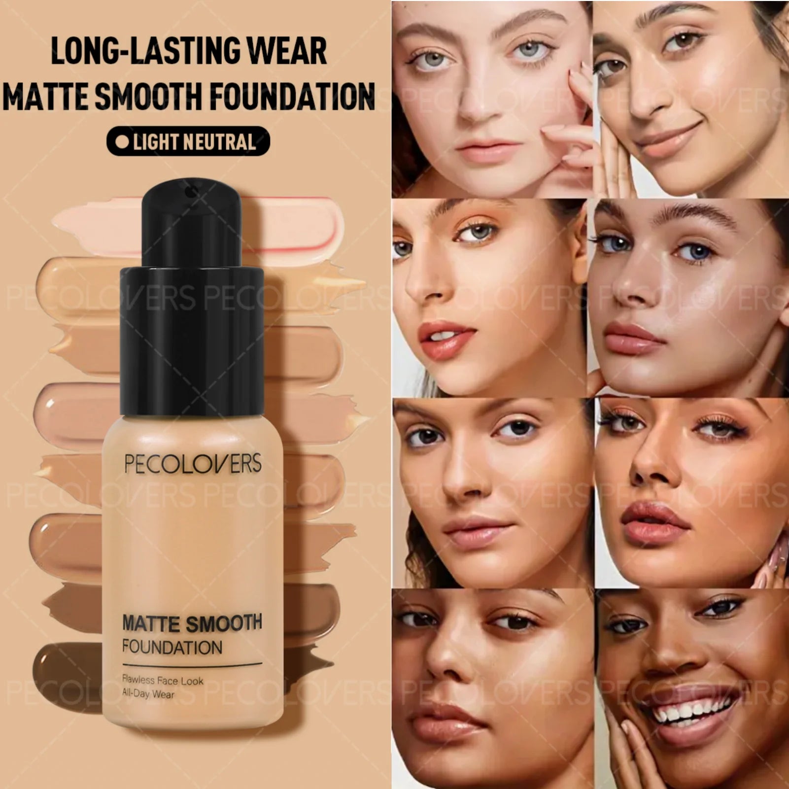 1PC Flawless Liquid Foundation - Full Coverage, Matte, Waterproof, Conceals Blemishes, Multiple Shades Zpaxo