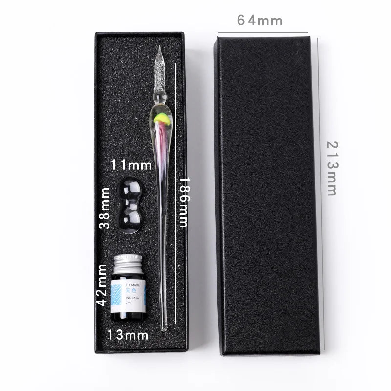 Jellyfish Glass Dip Pen Set – 3-Piece Crystal Calligraphy Gift