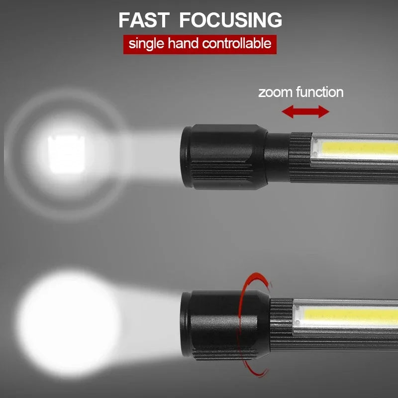 Rechargeable Zoom LED Flashlight – 3 Modes, Waterproof Torch