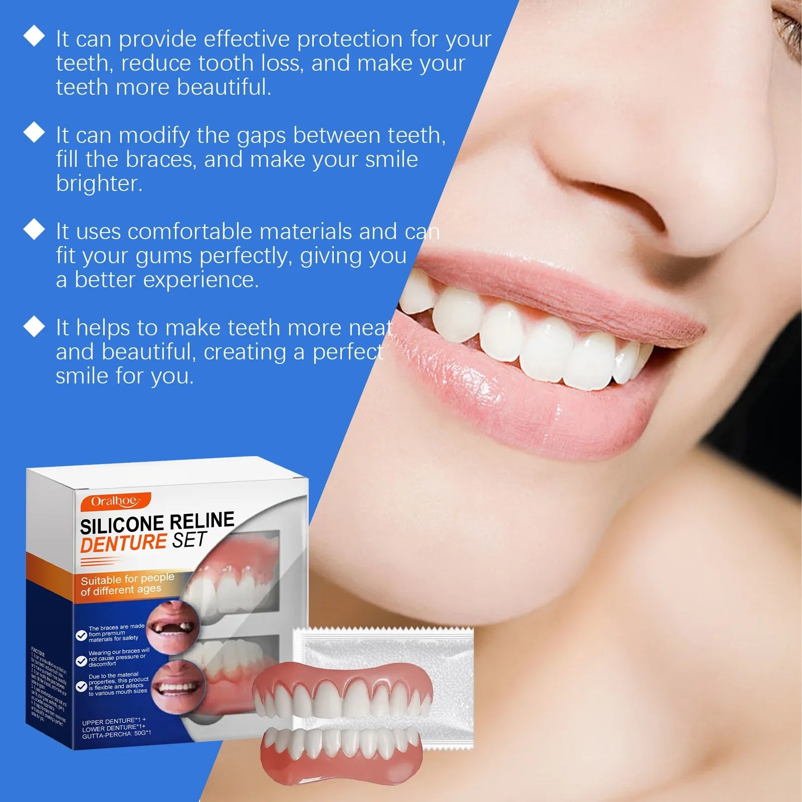 Soft Silicone Denture Liner Kit – Upper & Lower Set | Oralhoe Denture Liner Kit Zpaxo