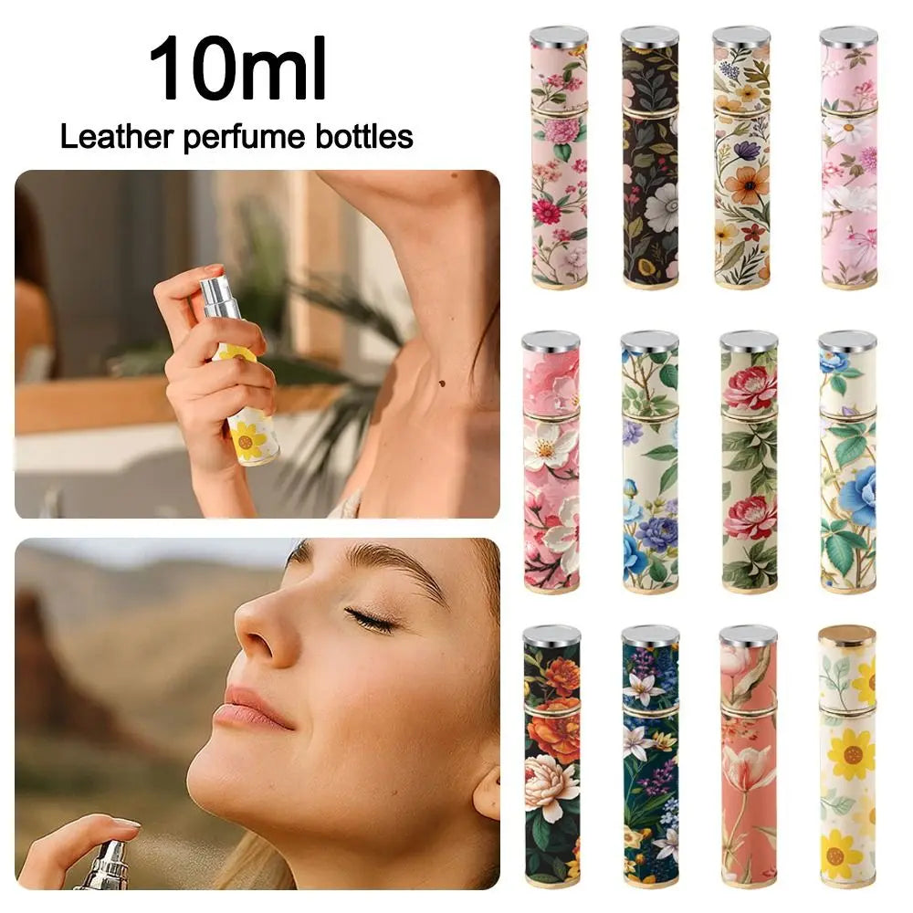 Fashion PU Leather Perfume Bottle Floral Cosmetic Container Zpaxo