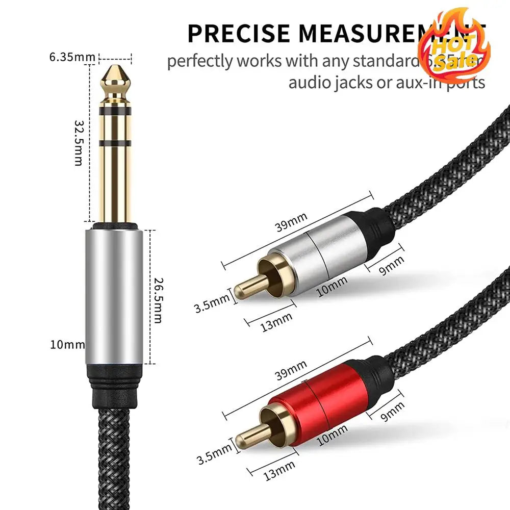 Professional 1/4 Inch Male TRS Stereo Plug To RCA Male Cable Excellent Sound 6.35mm Male To Dual RCA Male Splitter Cable Zpaxo