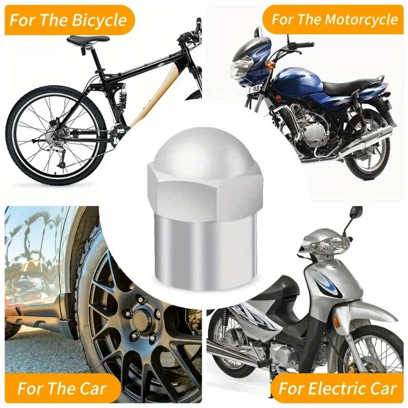 Chrome Tire Valve Caps 10/50 Pack – Universal Car, Bike & Moto