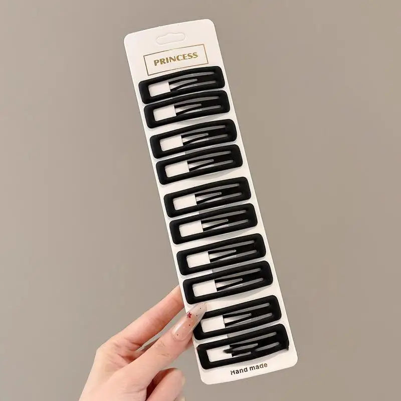 10 Matte Black Geometric Hair Pins Star Wave Square Shape Clips Daily Zpaxo A8