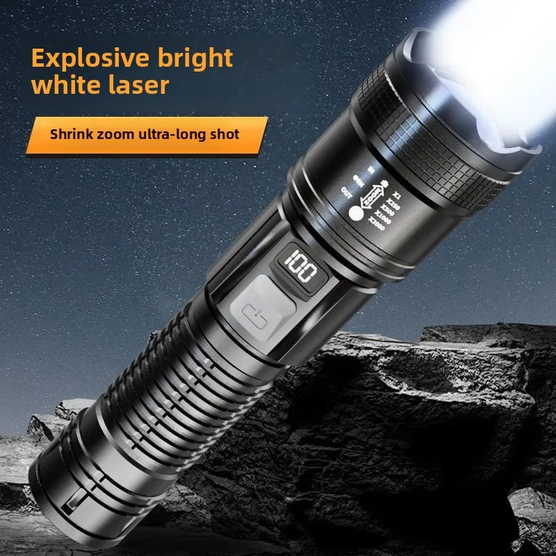Rechargeable LED Flashlight Zoomable Torch with LCD Display 3 Modes Waterproof High Power Hand Light Outdoor Wilderness Camping Zpaxo
